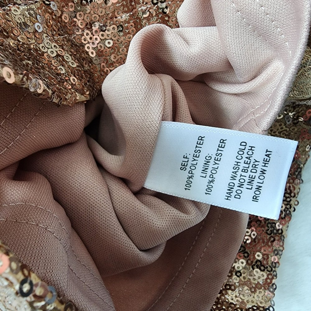 Lulus Rose Gold Sequin Bodycon Backless Mini Dress Medium - Picture 6 of 8